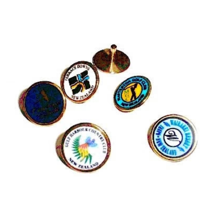PIN STYLE GOLF BALL MARKERS - WITH DECAL LOGO