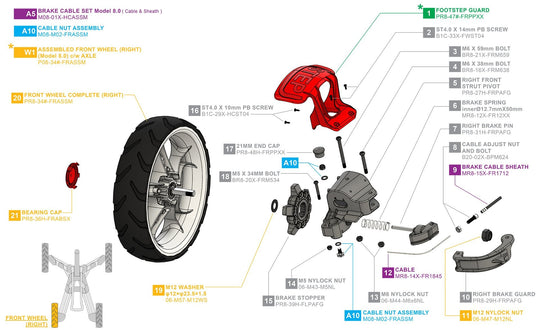 Clicgear 8.0 - Front Right Wheel Complete
