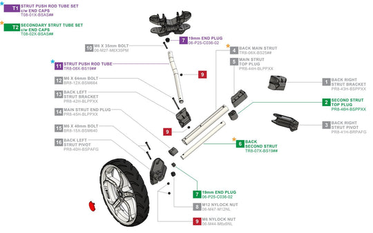 Clicgear 8.0 - Back Strut Assembly