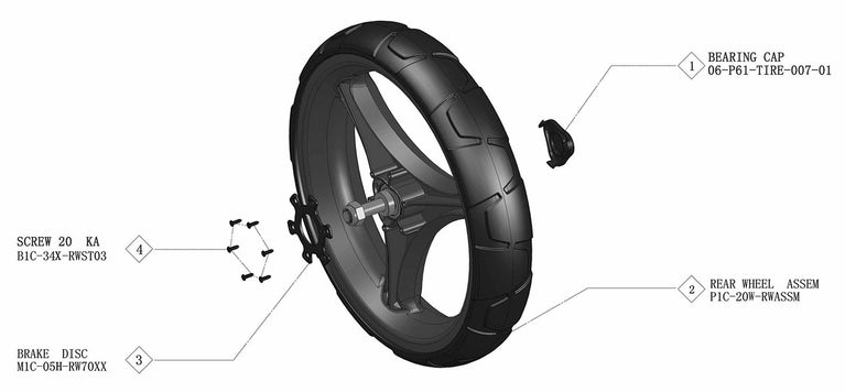 Rovic RV1C - Rear Wheel Complete V1