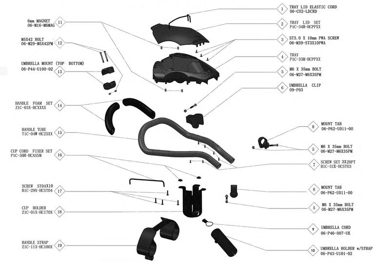 Rovic RV1C - Handle Complete V1 - Parts discontinued once not available.