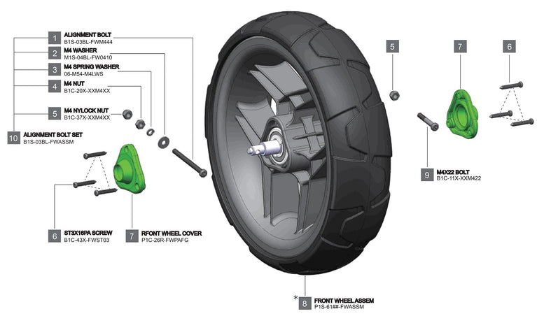 Rovic RV1S - Front Wheel Complete V1 - Parts discontinued once not available.