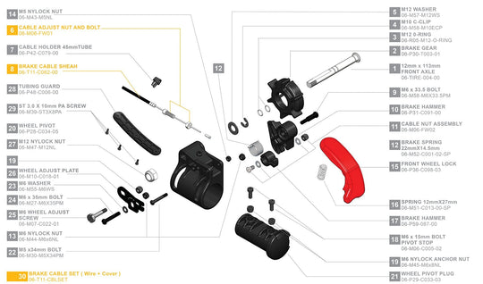 Clicgear 2.0 - Brake Pivot Assembly - Parts discontinued once not available.