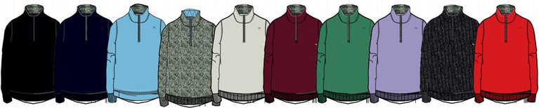 Clearance - ProQuip Mens MISTRAL ZIP NECK Leisure Top - Red & Bottle Green