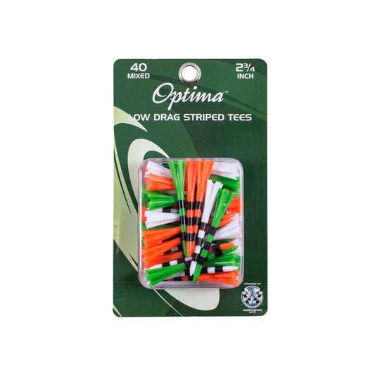Optima Low Drag Striped Golf Tees 40pk