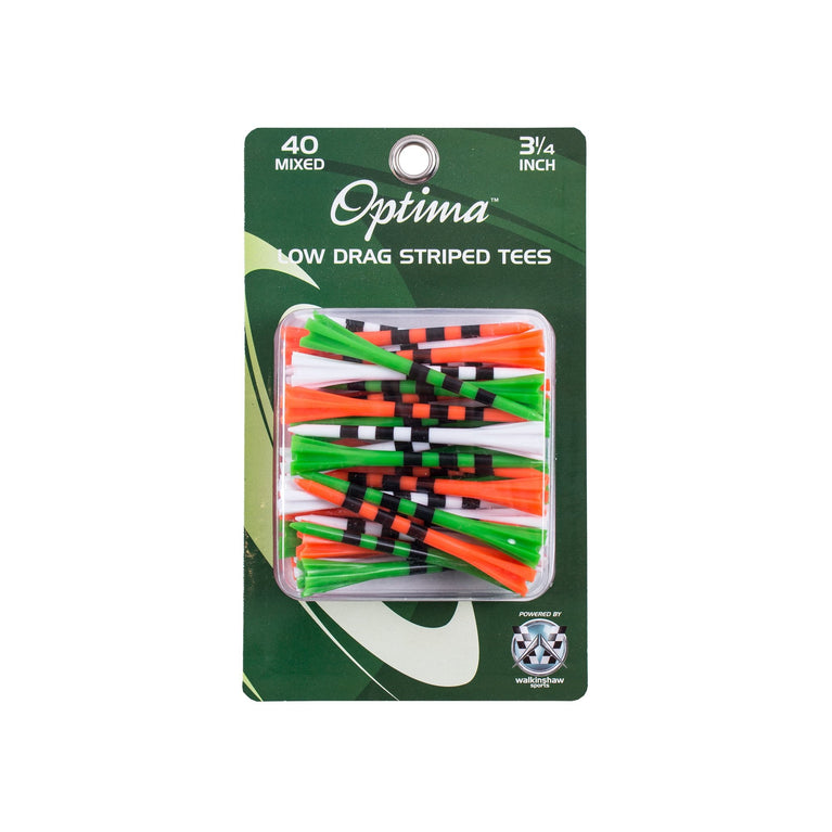 Optima Low Drag Striped Golf Tees 40pk