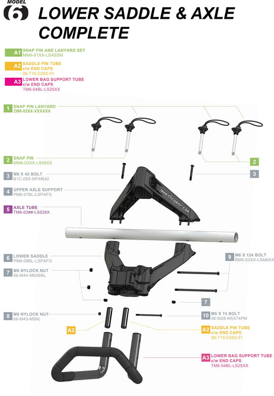 Clicgear Model 6.0 - Lower Saddle Axle Complete