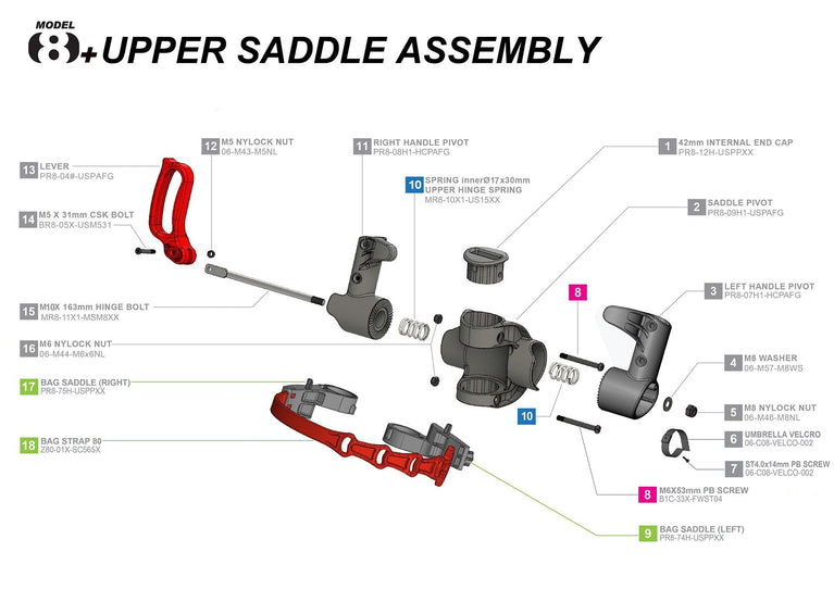 Clicgear 8+ - Upper Saddle Assembly