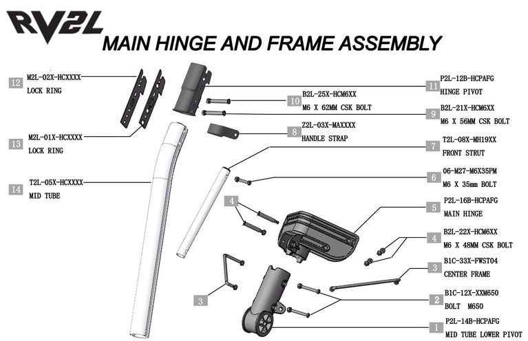 Rovic RV2L - Main Hinge and Frame Assembly V1 - Parts discontinued once not available.