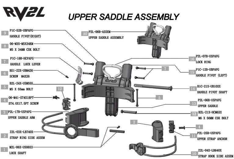 Rovic RV2L - Upper Saddle Assembly V1 - Parts discontinued once not available.