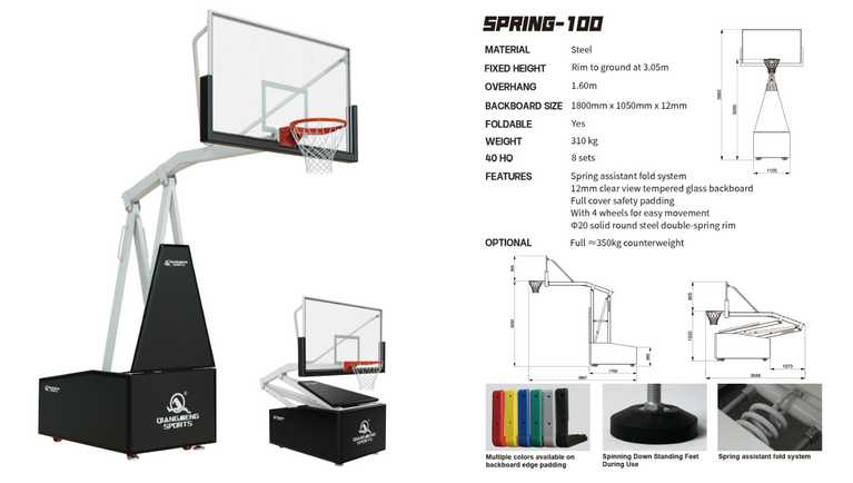 SPRING100 PORTABLE BASKETBALL HOOP
