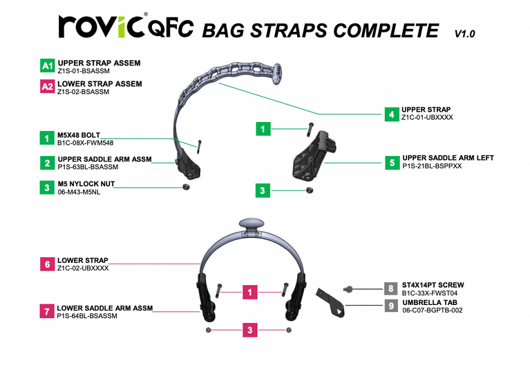 Rovic QFC - Bag Straps Complete